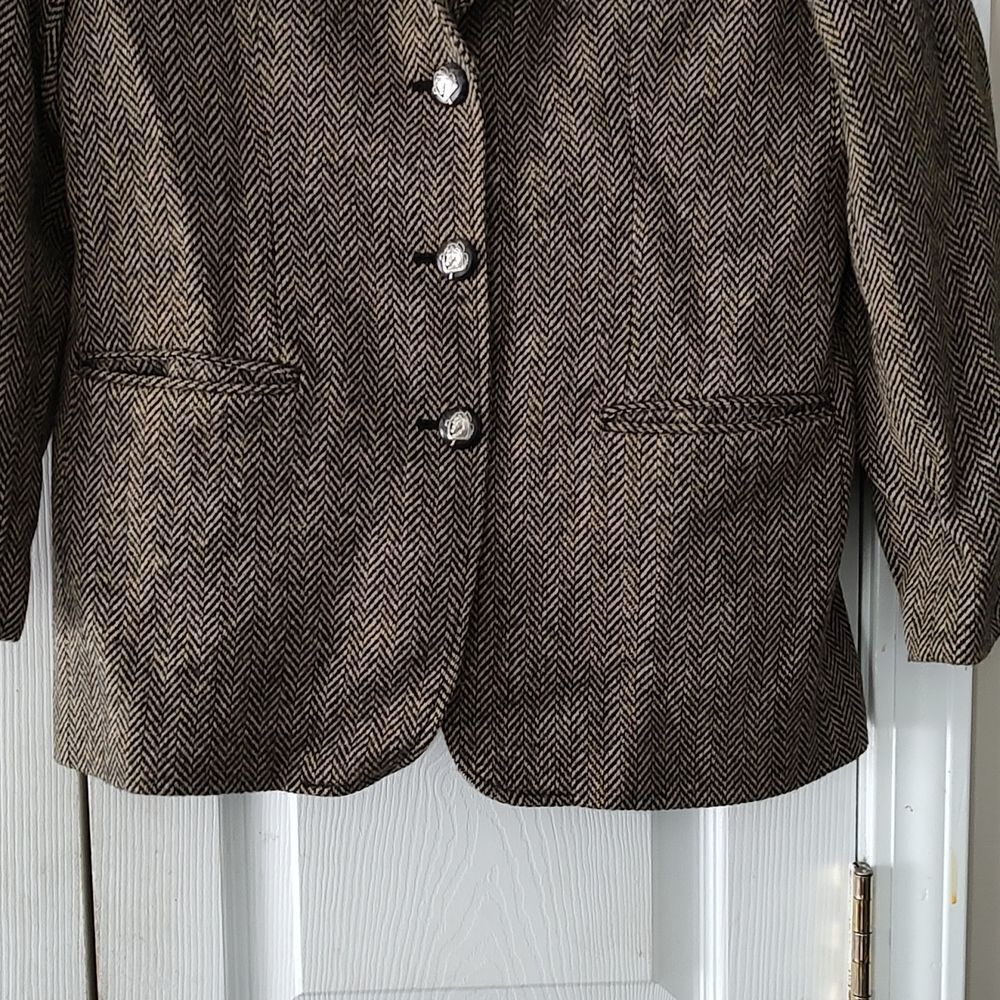 Lauren Ralph Lauren Houndstooth wool tweed blazer jacket Sz 8P - Picture 2 of 7